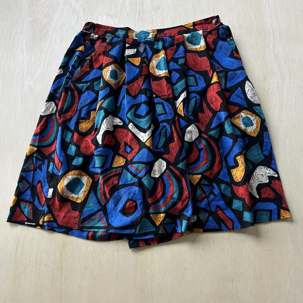 Worthington Essentials Skirt Womens 18 Multicolor Geometric Pleated Mini Party